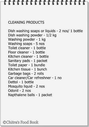 indian grocery list